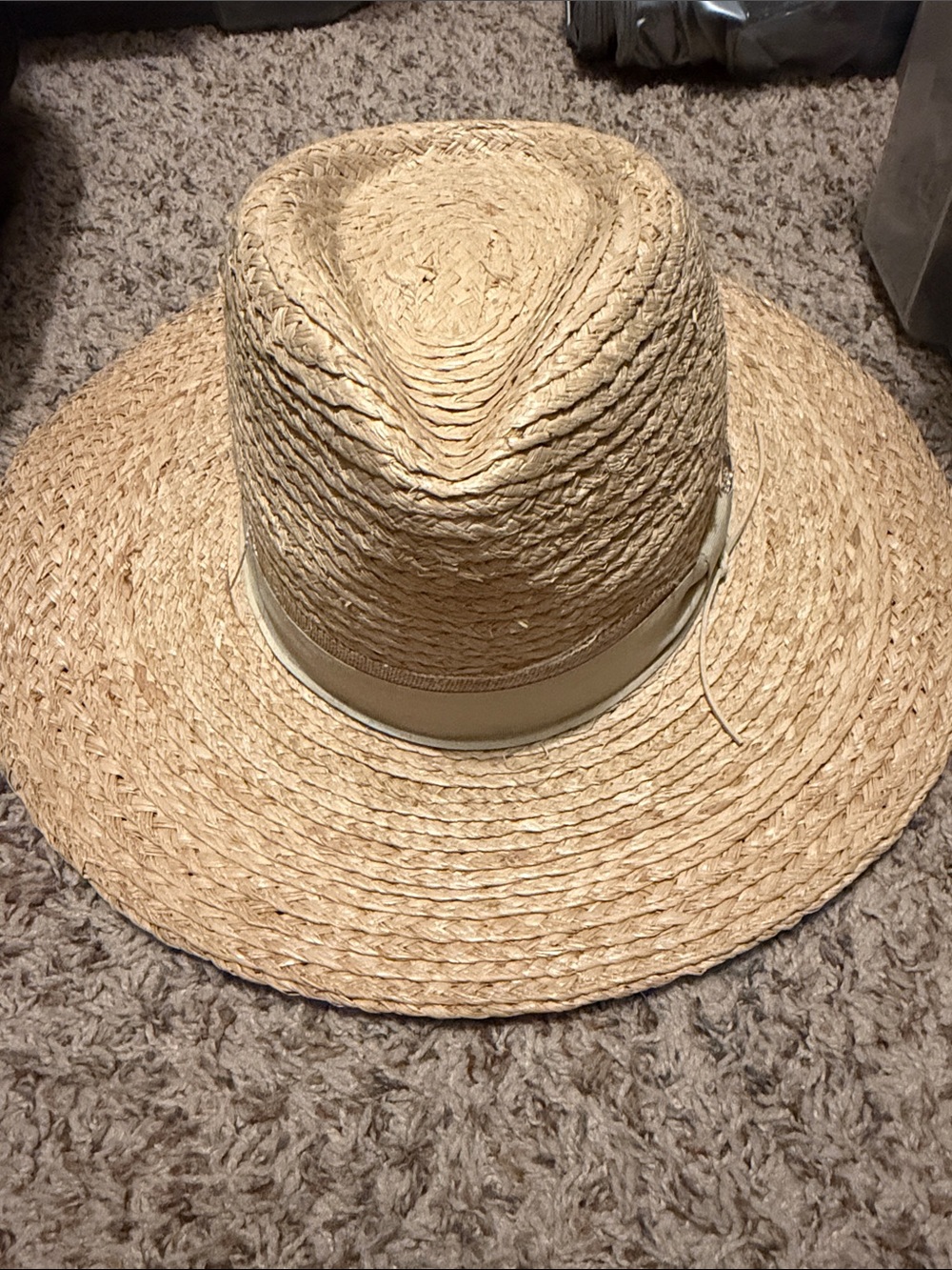 Sun Bather Straw Hat with Blue Adjustable Tag